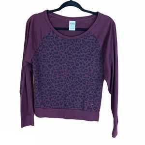 VS PINK Cheetah Print Long Sleeve Purple T-Shirt